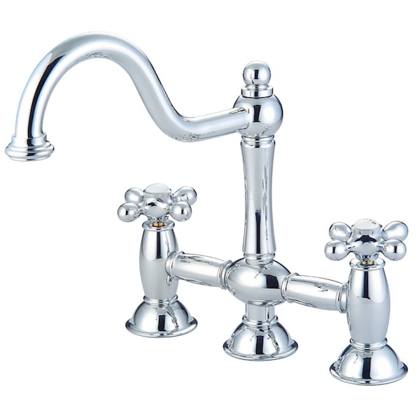 KS3781AX Restoration Bridge Kitchen Faucet, Polished Chrome